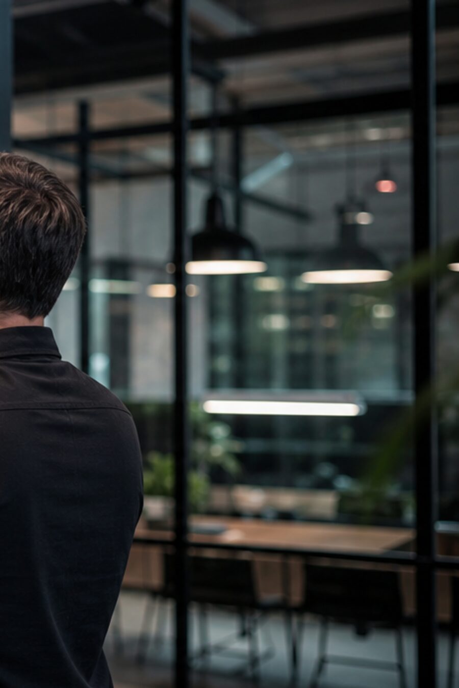 A quiet office at dusk after a selling day